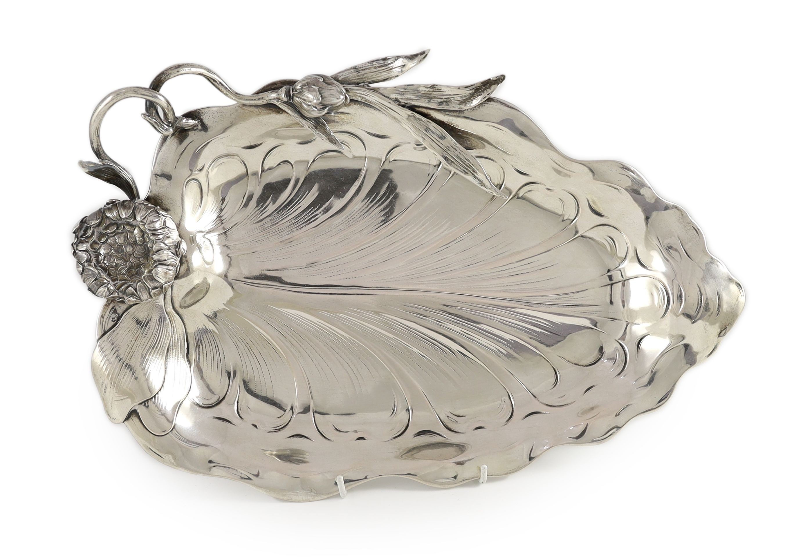 An early 20th century Austro-Hungarian Jugenstil 800 standard silver dish, maker, possibly Eduard Friedman, Vienna